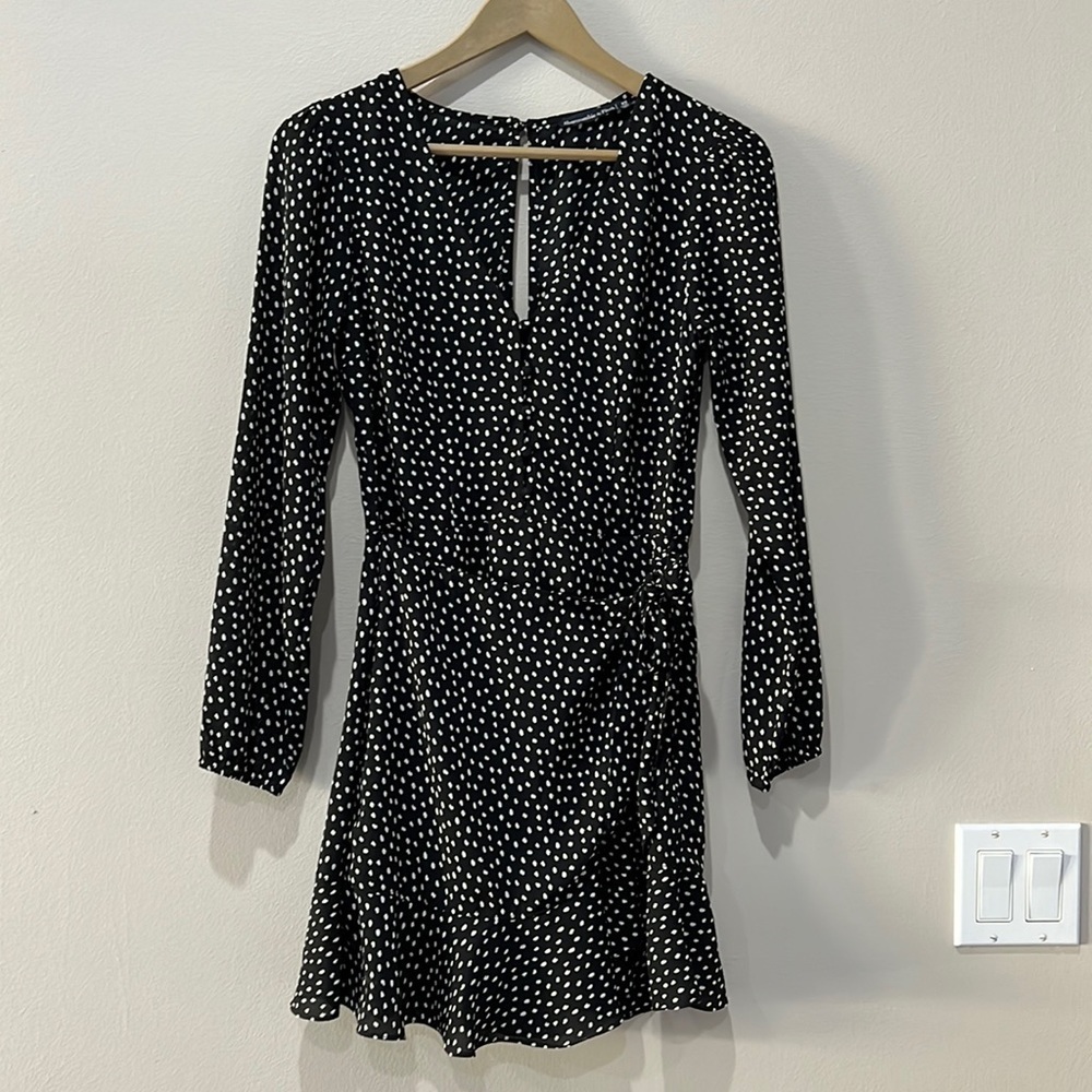 Abercrombie & Fitch Faux Wrap Black Dress with White Polka-dots in size XS